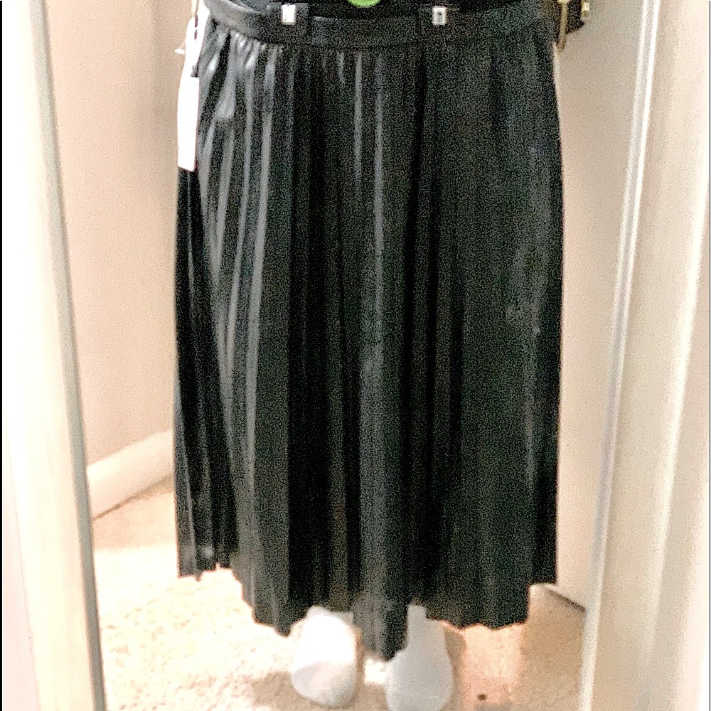Leather Pleated Skirt